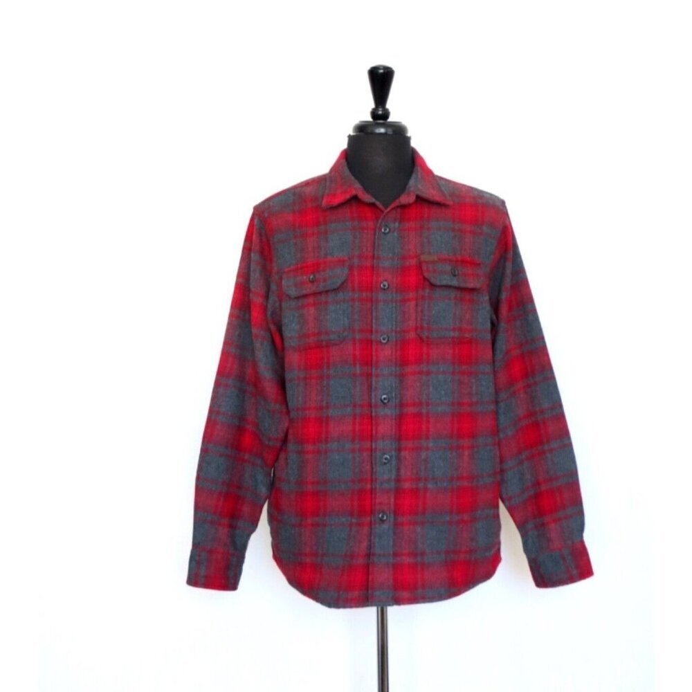 NEW! Orvis Heavy Weight Flannel Shirt Shacket Long Sleeve Red Gray SZ L